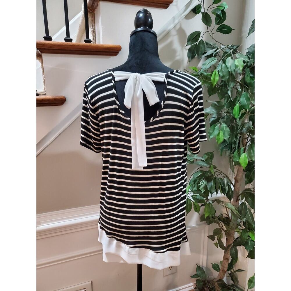 Kim & Cami Women's Black Polyester Round Neck Short Sleeve Casual Top Blouse M - Picture 2 of 11